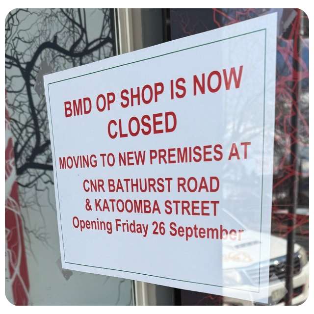 BMD Op Shop Closing for Move
